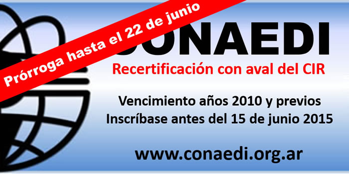 Prórroga de la inscripción para Certificación y Recertificación