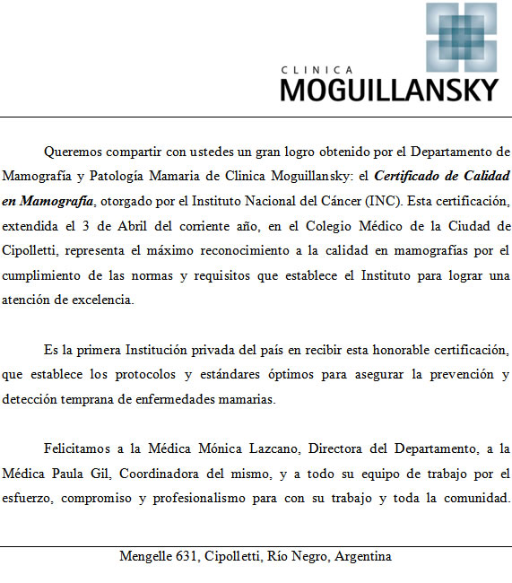 Carta Clínica Moguillansky